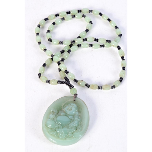 1735 - A CHINESE HARDSTONE NECKLACE. 88 grams. 64 cm long.