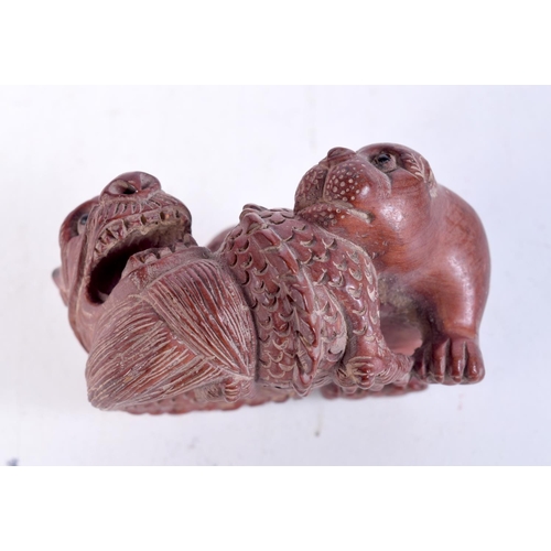 1749 - A JAPANESE BOXWOOD DRAGON NETSUKE. 38.2 grams. 6 cm x 5 cm.