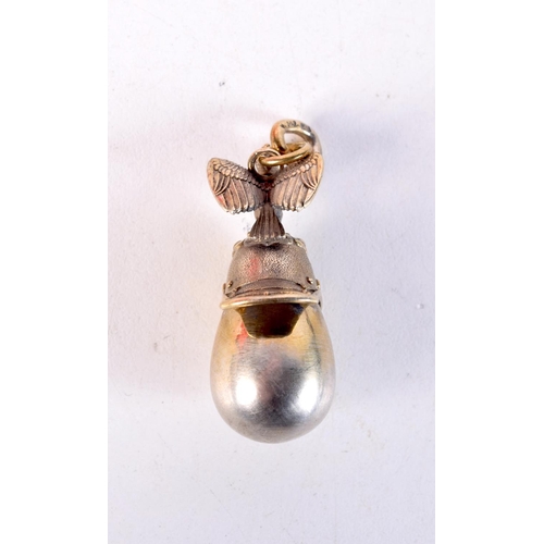 1754 - A RUSSIAN SILVER HELMET EGG PENDANT. 13.7 grams. 4 cm x 2.5 cm.