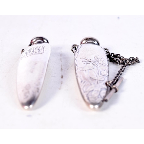 1815 - TWO SILVER SCENT BOTTLES. 39.3 grams. 8.25 cm x 2.25 cm. (2)