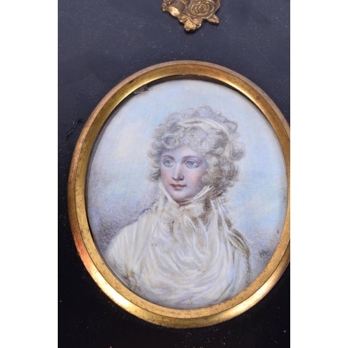 1817 - A PAIR OF 19TH CENTURY ENGLISH PORTRAIT WATERCOLOURS painted with pretty females entitled Lady Matla... 