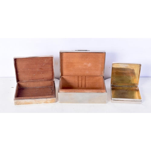 1846 - THREE ART DECO SILVER CIGARETTE BOXES. Chester 1937, Birmingham 1946 & 1956. 697 grams overall. Larg... 