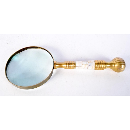 1861 - A PAIR OF ANTIQUE MOTHER OF PEARL OPERA GLASSES together with two similar magnifying glasses. Larges... 