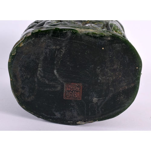 2011 - A CHINESE CARVED JADE TYPE BRUSH POT 20th Century. 16 cm x 14 cm.