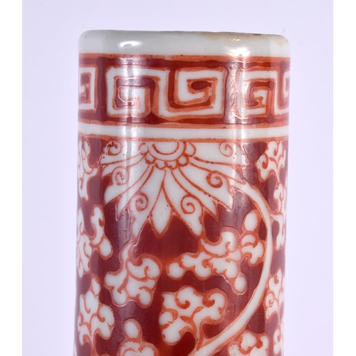 2031 - A LARGE 19TH CENTURY CHINESE IRON RED PAINTED PORCELAIN  VASE Kangxi style, painted with flowers and... 