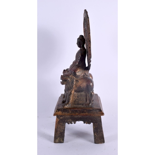 2038 - A LARGE CHINESE TIBETAN BRONZE BUDDHISTIC SHRINE 20th Century, formed with a figure upon beasts. 29 ... 