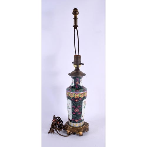 2073 - A LATE 19TH CENTURY CHINESE FAMILLE NOIRE PORCELAIN LAMP Guangxu. 54 cm high.