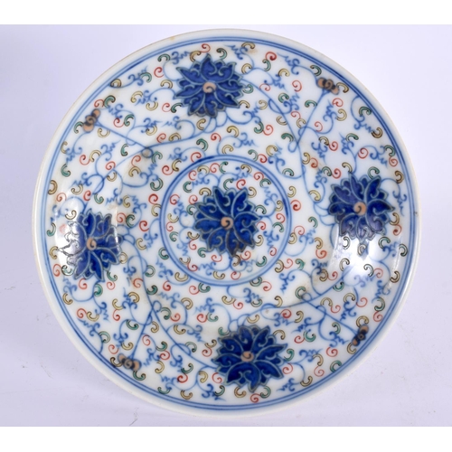 2076 - A LATE 19TH CENTURY CHINESE DOUCAI PORCELAIN TAZZA Guangxu. 18 cm diameter.