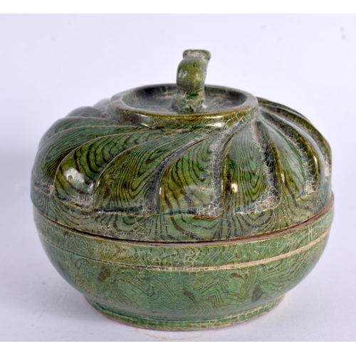 2078 - A CHINESE TANG STYLE POTTERY BOX AND COVER 20th Century. 7.5 cm diameter.