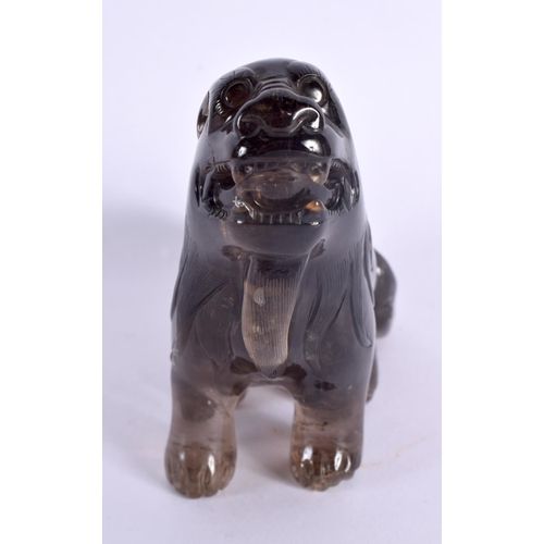 2084 - A 19TH CENTURY CHINESE CARVED AGATE CRYSTAL FIGURE OF A BEAST Qing. 11 cm x 9 cm.