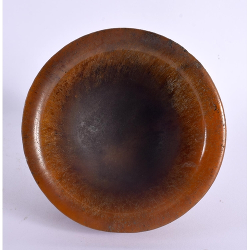 2087 - A CHINESE CARVED BUFFALO HORN TYPE LIBATION CUP 20th Century. 414 grams. 11 cm diameter.