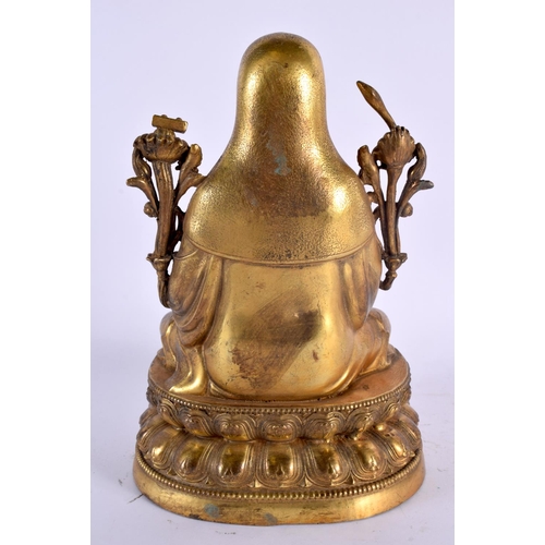 2096 - A CHINESE SINO TIBETAN BRONZE FIGURE OF A BUDDHISTIC MONK 20th Century. 25 cm x 12 cm.