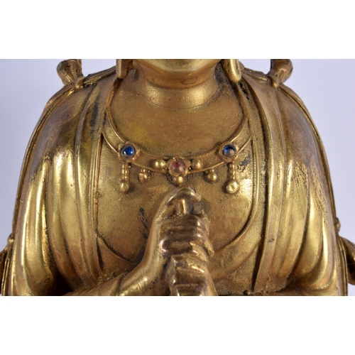 2097 - A CHINESE SINO TIBETAN BRONZE FIGURE OF A JEWELLED BRONZE DEITY 20th Century. 30 cm x 12 cm.