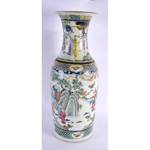 2118 - A LARGE 19TH CENTURY CHINESE FAMILLE VERTE PORCELAIN VASE Qing, painted with figures in landscapes. ... 