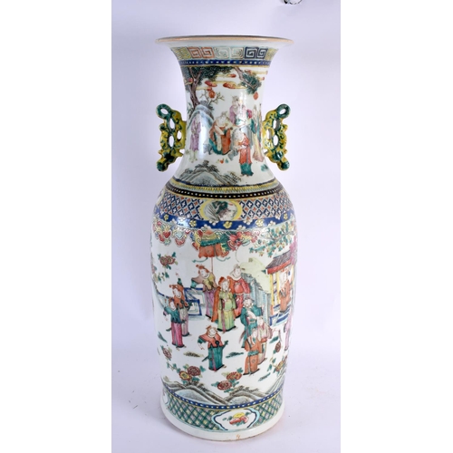 2118 - A LARGE 19TH CENTURY CHINESE FAMILLE VERTE PORCELAIN VASE Qing, painted with figures in landscapes. ... 