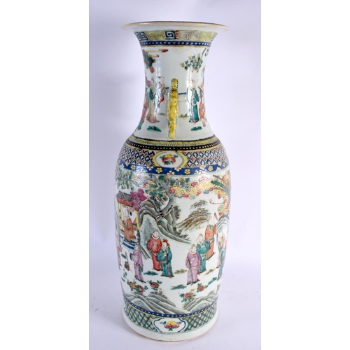 2118 - A LARGE 19TH CENTURY CHINESE FAMILLE VERTE PORCELAIN VASE Qing, painted with figures in landscapes. ... 