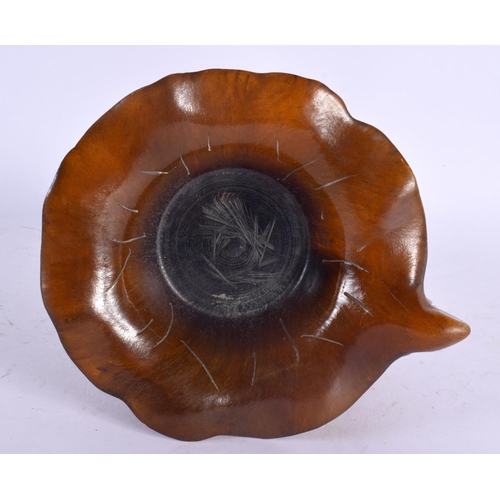 2125 - A CHINESE CARVED BUFFALO HORN TYPE LIBATION CUP 20th Century. 749 grams. 14 cm x 14 cm.