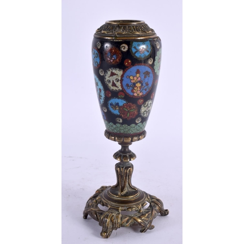 2128 - A 19TH CENTURY JAPANESE MEIJI PERIOD CLOISONNE ENAMEL VASE mounted in antique French bronze. 19 cm h... 