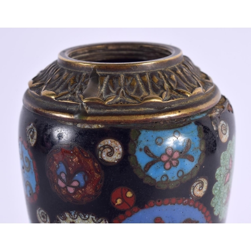 2128 - A 19TH CENTURY JAPANESE MEIJI PERIOD CLOISONNE ENAMEL VASE mounted in antique French bronze. 19 cm h... 