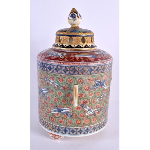 2140 - A LARGE 19TH CENTURY JAPANESE MEIJI PERIOD IMARI CENSER together with a Qianlong caddy etc. Largest ... 