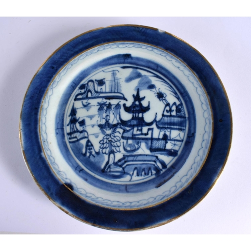 2141 - EIGHT 19TH CENTURY CHINESE BLUE AND WHITE EXPORT PLATES Qing. 22 cm diameter. (8)