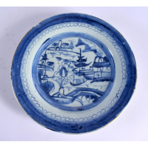 2141 - EIGHT 19TH CENTURY CHINESE BLUE AND WHITE EXPORT PLATES Qing. 22 cm diameter. (8)