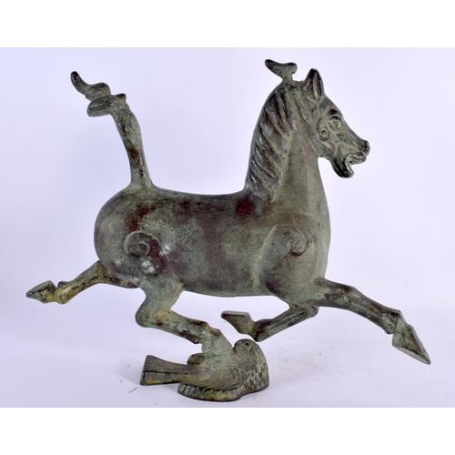 2149 - A LARGE CHINESE REPUBLICAN PERIOD BRONZE FIGURE OF A FLYING HORSE. 32 cm x 30 cm.