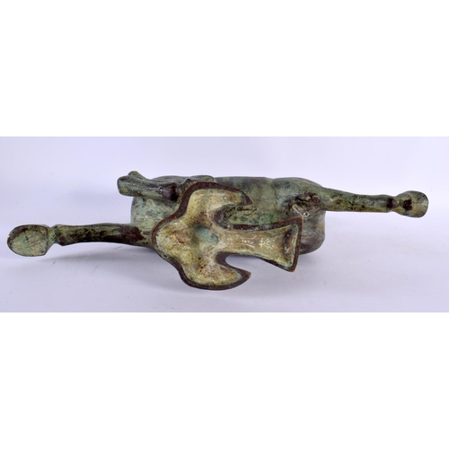 2149 - A LARGE CHINESE REPUBLICAN PERIOD BRONZE FIGURE OF A FLYING HORSE. 32 cm x 30 cm.