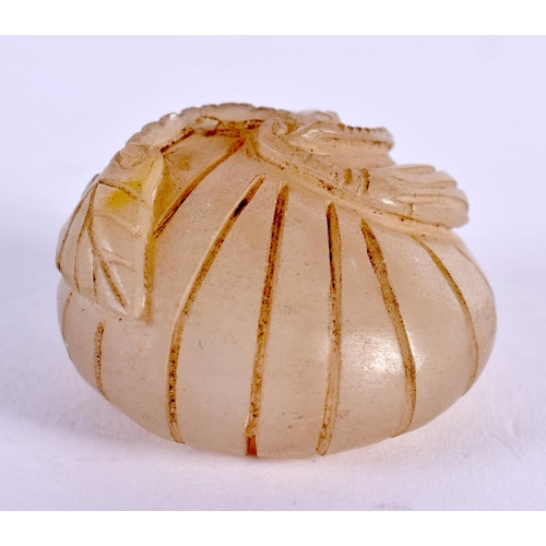 2153 - A 19TH CENTURY CHINESE CARVED GREYISH WHITE JADE FRUITING POD Qing. 3.5 cm wide.