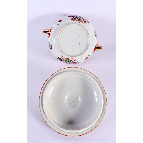 2160 - AN 18TH CENTURY CHINESE EXPORT FAMILLE ROSE MANDARIN DISH Qianlong, together with a similar ecuelle ... 