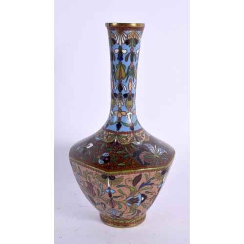 2171 - A 19TH CENTURY JAPANESE MEIJI PERIOD CLOISONNE ENAMEL VASE decorated with foliage. 16.5 cm high.