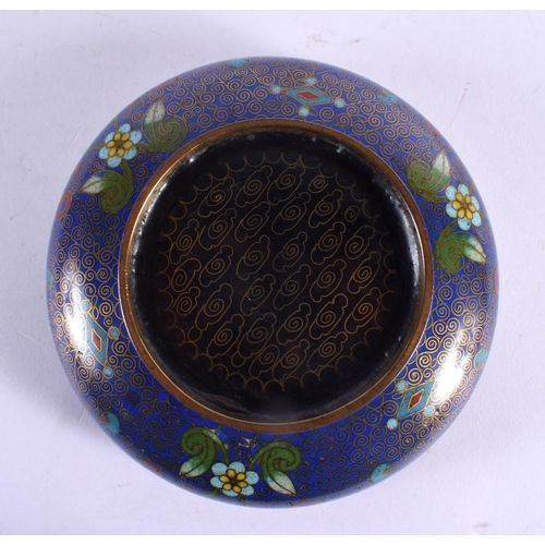 2172 - A 19TH CENTURY CHINESE CLOISONNE ENAMEL CIRCULAR CENSER decorated with foliage and vines. 13 cm diam... 