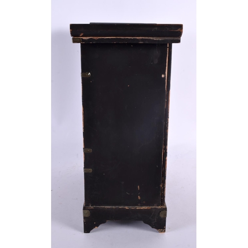 2215 - A 19TH CENTURY JAPANESE MEIJI PERIOD TWIN HANDLED BRONZE VASE together with a black lacquer cabinet.... 