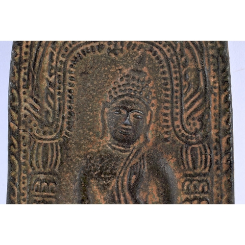 2232 - A 19TH CENTURY THAI SOUTH EAST ASIAN BRONZE PLAQUE depicting a buddha. 28 cm x 12 cm.