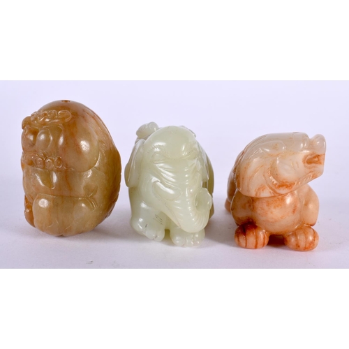 2234 - THREE CHINESE CARVED JADE ANIMALS 20th Century. Largest 5 cm x 4 cm. (3)