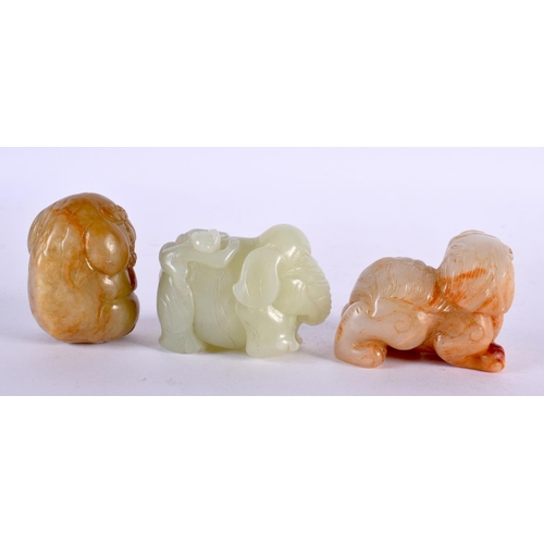 2234 - THREE CHINESE CARVED JADE ANIMALS 20th Century. Largest 5 cm x 4 cm. (3)