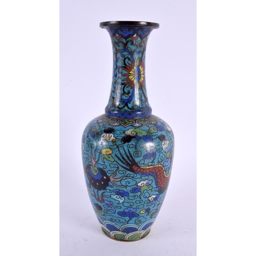 2238 - A LATE 19TH CENTURY CHINESE CLOISONNE ENAMEL VASE decorated with dragons. 18 cm high.