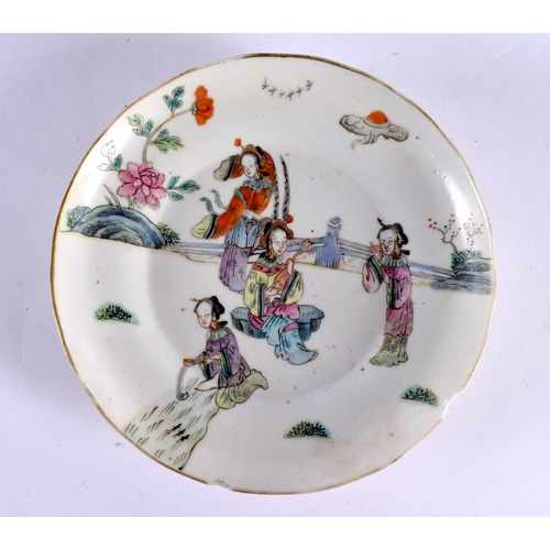 2254 - A LATE 19TH CENTURY CHINESE FAMILLE ROSE PORCELAIN PLATE Guangxu, together with pair of dishes. 25 c... 