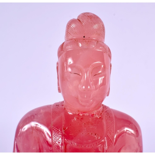 2270 - A 19TH CENTURY CHINESE CARVED ROSE QUARTZ FIGURE OF A BUDDHA Late Qing. 15 cm x 8 cm.