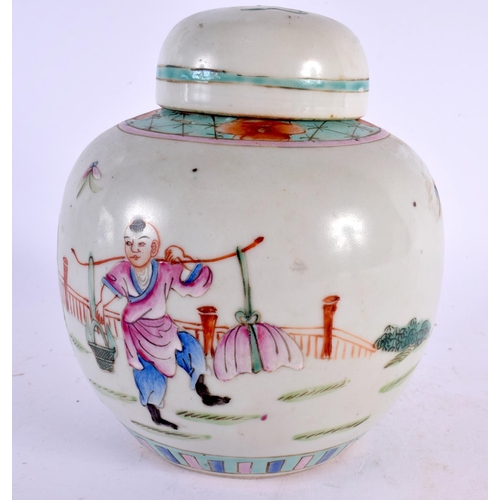 2271 - AN EARLY 20TH CENTURY CHINESE FAMILLE ROSE PORCELAIN GINGER JAR AND COVER Late Qing/Republic. 15 cm ... 