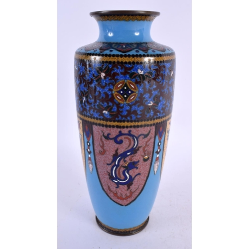 2275 - A LATE 19TH CENTURY JAPANESE MEIJI PERIOD CLOSIONNE ENAMEL VASE decorated with birds and foliage. 21... 