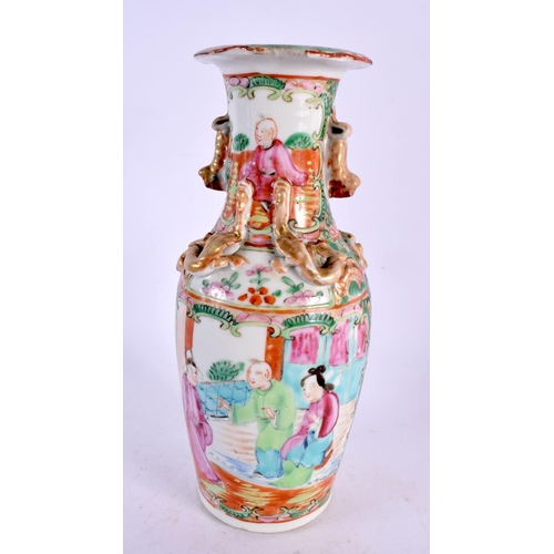 2282 - A 19TH CENTURY CHINESE CANTON FAMILLE ROSE PORCELAIN VASE Qing, together with a Persian vase. Larges... 