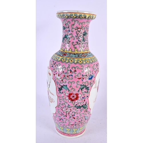 2286 - A CHINESE REPUBLICAN PERIOD FAMILLE ROSE VASE together with a vase & cover and a Cantonese teapot. L... 