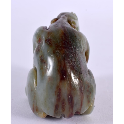 2326 - A CHINESE CARVED MUTTON JADE BEAST 20th Century. 7.25 cm x 5.5 cm.