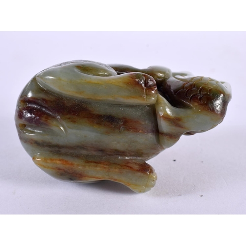 2326 - A CHINESE CARVED MUTTON JADE BEAST 20th Century. 7.25 cm x 5.5 cm.