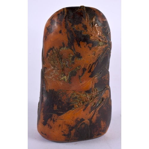 2344 - A CHINESE CARVED SOAPSTONE BOULDER SEAL 20th Century. 9.5 cm x 5.5 cm.