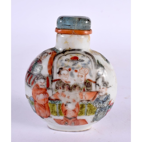 2354 - A 19TH CENTURY CHINESE FAMILLE ROSE PORCELAIN SNUFF BOTTLE bearing Qianlong marks to base. 6.5 cm x ... 