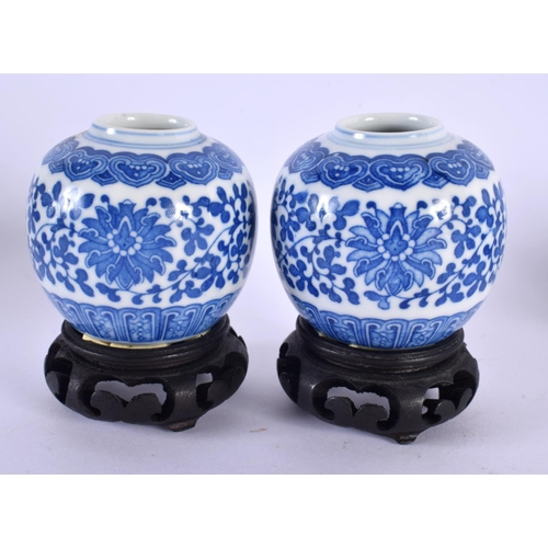 2364 - A SMALL PAIR OF CHINESE BLUE AND WHITE GINGER JARS 20th Century, together with a teapot & mouse box.... 