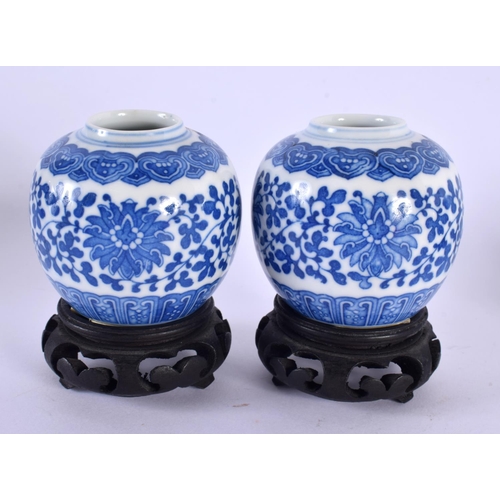 2364 - A SMALL PAIR OF CHINESE BLUE AND WHITE GINGER JARS 20th Century, together with a teapot & mouse box.... 