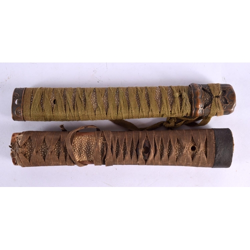 2366 - TWO 19TH CENTURY JAPANESE MEIJI PERIOD SWORDS with lacquered scabbards. Largest 70 cm long. (qty)